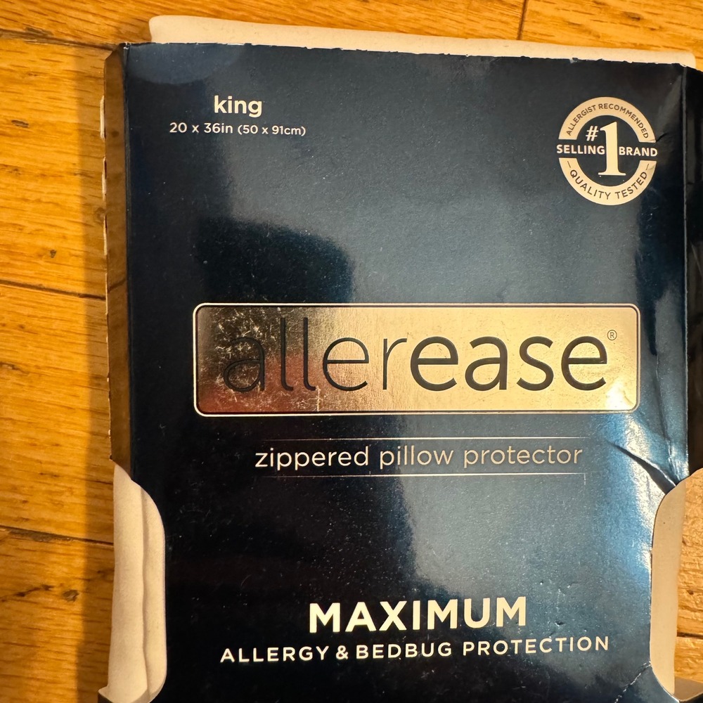 Allerease Maximum King Zippered Pillow Protector Allergy Bedbug Protection White - Picture 3 of 6